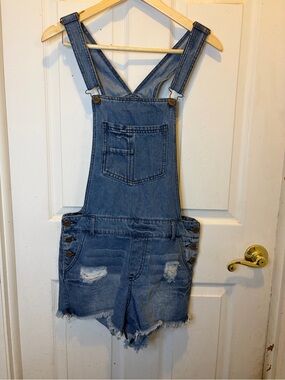 Ci Sono Light Blue Denim Shorts Overalls